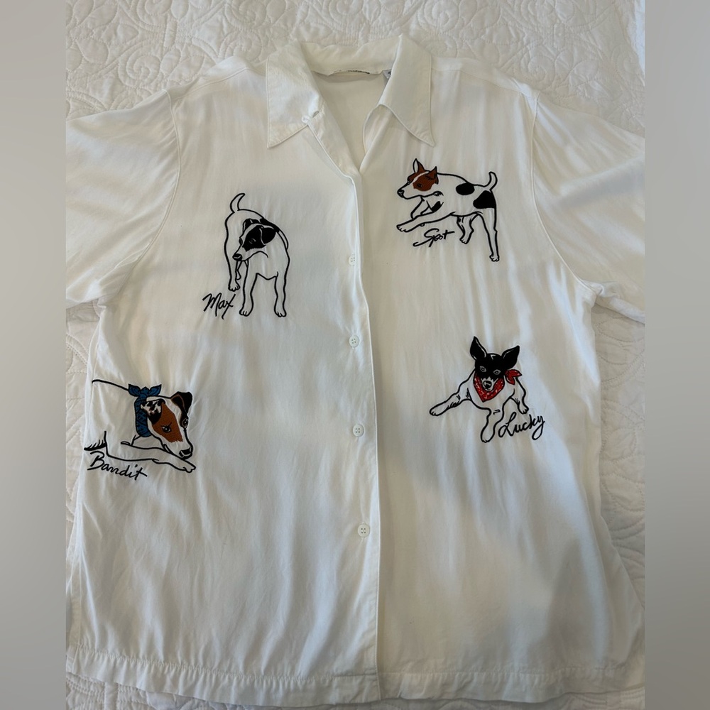 Express EUC Vintage 80s Embroidered Button-Down Shirt XS